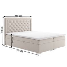 KONDELA Čalúnená manželská posteľ s matracom Dorman 160x200 cm - krémová