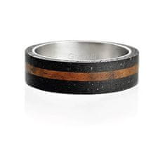 Gravelli Betónový prsteň antracitový Simple Wood GJRUWOA001 (Obvod 56 mm)