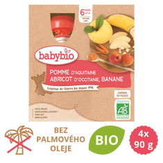 Babybio Jablko, marhuľa, banán 4x90 g
