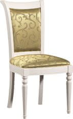 Taranko Jedálenská stolička Krzeslo M - biela / zlato-zelený vzor (A4 0304)