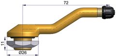 SCHRADER Bezdušový ventil typ Sephie – 2x zahnutý, diera 16mm, dĺžka 72mm