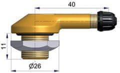 SCHRADER Bezdušový ventil typ Sephie – 1x zahnutý, diera 16mm, dĺžka 40mm