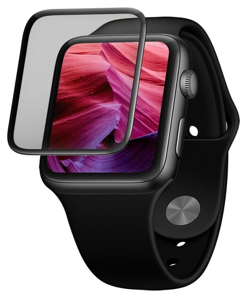 FIXED Ochranné tvrdené sklo 3D Full-Cover pre Apple Watch 41 mm s aplikátorom FIXG3DW-817-BK, čierne