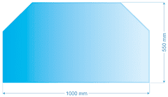 Lienbacher 21.02.871.2, Sklo pod kachle, ŠESŤUHOLNÍK, 100x55 cm, fazeta, hr. 6 mm, kalené sklo