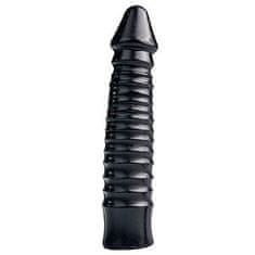 All Black All Black Large Dildo with Ribbed Shaft 26 cm, intenzívny rebrovaný kolík s priemerom 6 cm