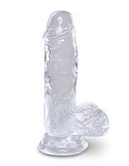 King Cock Číre dildo s guľami Pipedream King Cock Clear 5" (13 cm)