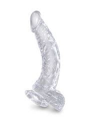 King Cock Číre zahnuté dildo s guľami Pipedream King Cock Clear 7.5" (19 cm)