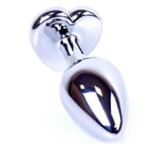 Boss Series Boss Series Jewellery Silver Heart Plug Dark Blue - strieborný análny kolík s drahokamom v tvare srdca 7 x 2,7 cm