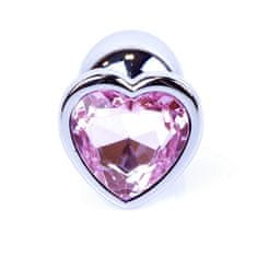 Boss Series Boss Series Jewellery Silver Heart Plug Rose - strieborný análny kolík s drahokamom v tvare srdca 7 x 2,7 cm