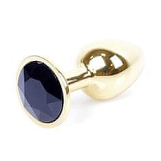 Boss Series Boss Series Jewellery Gold Plug BLACK - zlatý análny kolík s drahokamom 7 x 2,7 cm