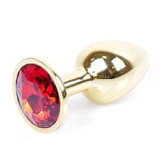 Boss Series Boss Series Jewellery Gold Plug RED - zlatý análny kolík s drahokamom 7 x 2,7 cm