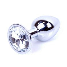 Boss Series Boss Series Jewellery Silver Plug CLEAR - strieborný análny kolík s drahokamom 7 x 2,7 cm