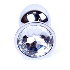 Boss Series Boss Series Jewellery Silver Plug CLEAR - strieborný análny kolík s drahokamom 7 x 2,7 cm