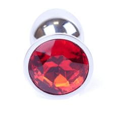 Boss Series Boss Series Jewellery Silver Plug RED - strieborný análny kolík s drahokamom 7 x 2,7 cm