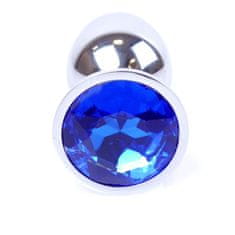 Boss Series Boss Series Jewellery Silver Plug DARK BLUE - strieborný análny kolík s drahokamom 7 x 2,7 cm