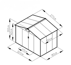 IWHOME Záhradný domček ARES C 5,29 m² antracit + podlahová konštrukcia ARES C IWH-10230003 + IWH-10240003