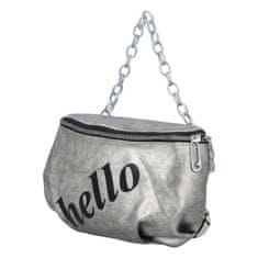 Turbo Bags Dámska módna taška na obličky s nápisom Hello, strieborná