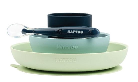 Nattou Set jedálenský silikónový 4 ks bez BPA