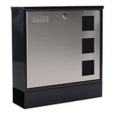 Rottner Design Mailbox poštová schránka čierna | Cylindrický zámok | 37 x 38 x 12 cm