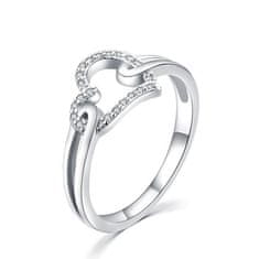 MOISS Romantický strieborný prsteň so zirkónmi Srdce R000210 (Obvod 57 mm)