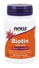 NOW Foods Biotín, 1000 ug, 100 rastlinných kapsúl