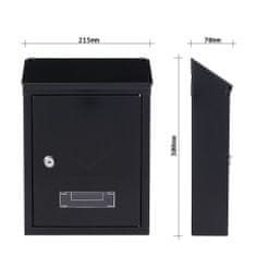 Rottner Udine poštová schránka čierna | Cylindrický zámok | 21.5 x 30 x 7 cm
