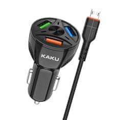 Kaku Car Charger autonabíjačka 3xUSB QC 4.8A 20W + Micro USB kábel, čierna