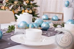 Decor By Glassor Vánoční koule modrá květy (Veľkosť: 8)