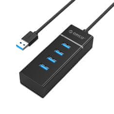 Orico 4-portový USB3.0 HUB, kábel 1m, čierny; W6PH4-3S-BK