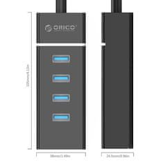 Orico 4-portový USB3.0 HUB, kábel 1m, čierny; W6PH4-3S-BK