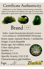 A-B A-B Pozlátený strieborný prívesok Zelený les vo forme kvapky s vltavínom