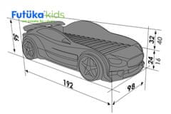 Futuka Kids Detská postieľka auto EVO MOTOR + LED svetlomety + Spodná svetlo + Spojler ČERVENÁ