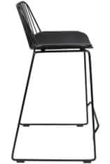 KINGHOME Barová stolička MILES 66 cm, čierna, kovová, koženka