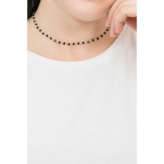 Amen Nadčasový strieborný náhrdelník s čiernymi kryštálmi Romance CLBN (Dĺžka 45 cm)
