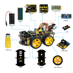 Keyestudio Arduino robotické auto 4WD pre 13 projektov
