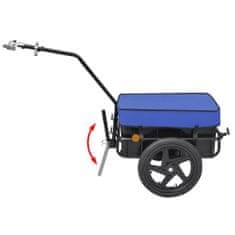 Vidaxl Nákladný/ručný vozík za bicykel, modrý, 70 litrový