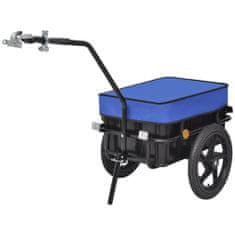 Vidaxl Nákladný/ručný vozík za bicykel, modrý, 70 litrový