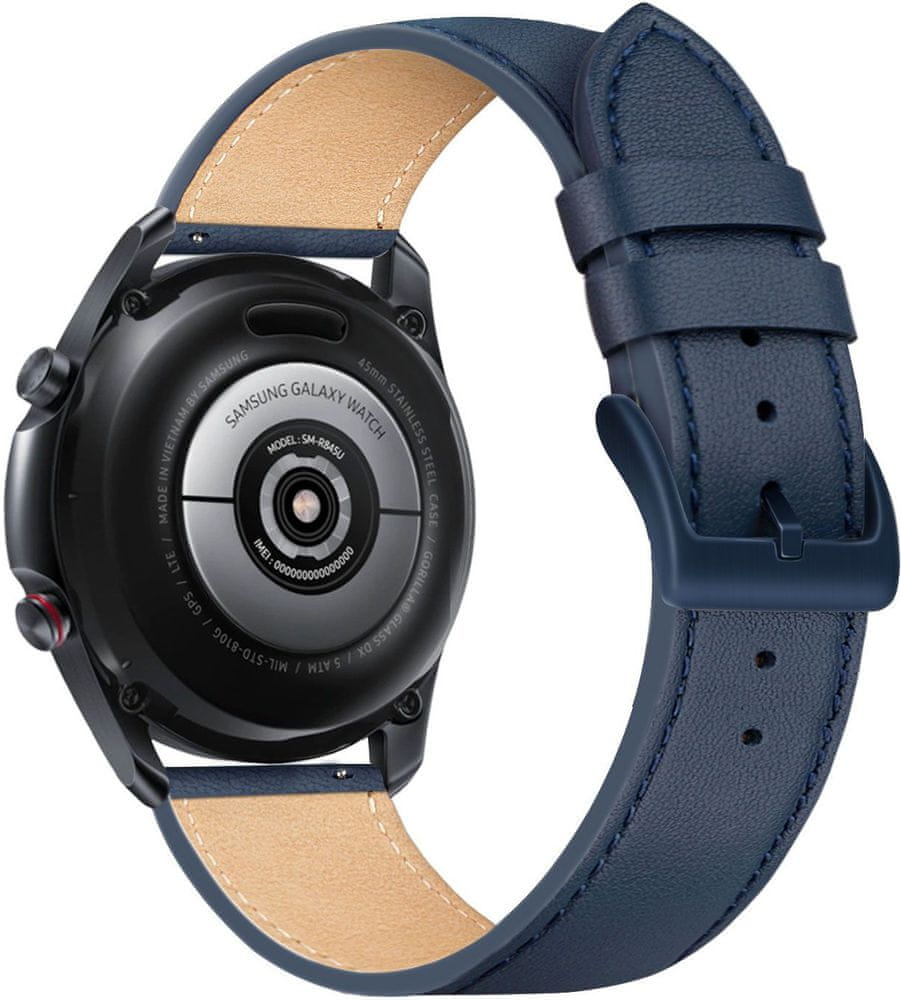 FIXED Kožený remienok Leather Strap so šírkou 22 mm pre smartwatch, modrý (FIXLST-22MM-BL)