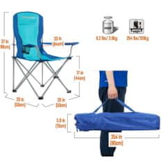 King Camp Campingová skladacia stolička s opierkami oceľová - modrá