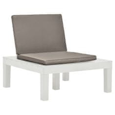 Vidaxl Záhradné stoličky s podložkami 4 ks plast biele