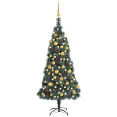 Vidaxl Umelý vianočný stromček s LED a súpravou gulí zelený 120 cm PVC&PE