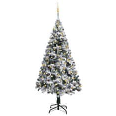 Vidaxl Umelý vianočný stromček s LED a súpravou gulí 210 cm zelený PVC