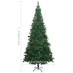 Vidaxl Umelý vianočný stromček s LED L 240 cm zelený