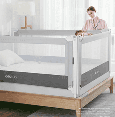 Zábrany na manželskú posteľ Monkey Mum Popular 180 cm - svetlo sivé