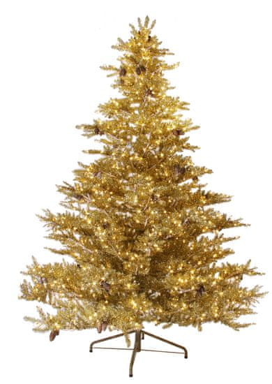 Shishi Zlatý vianočný strom so šiškami 1400 LED EÚ, výška 300 cm