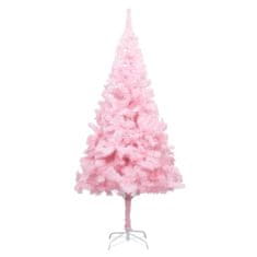 Vidaxl Umelý vianočný stromček s LED a podstavcom ružový 210 cm PVC