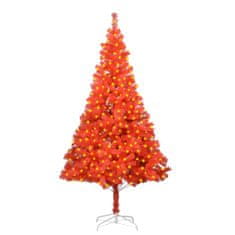 Vidaxl Umelý vianočný stromček s LED a podstavcom červený 210 cm PVC