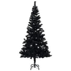 Vidaxl Umelý vianočný stromček s LED a podstavcom čierny 240 cm PVC
