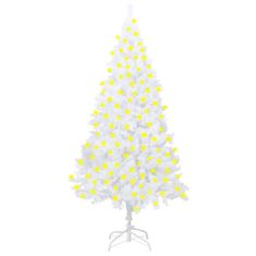 Vidaxl Umelý vianočný stromček s LED a hustými vetvičkami biely 210 cm