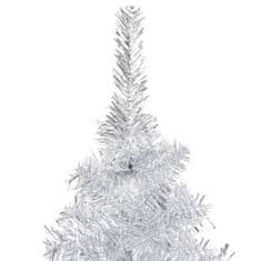 Vidaxl Umelý vianočný stromček s LED a súpravou gulí strieborný 120 cm PET